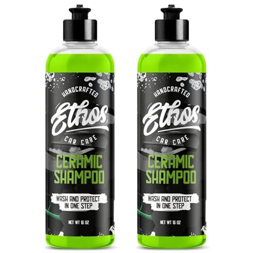 Image of Ceramic Car Shampoo - Slick Car Wash Soap for Ceramic Coatings - pH-Balanced Car Wash Shampoo - Adds Hydrophobic Protection | Enhances Coatings, Waxes or Sealants | Incredible Shine (16oz - 2 Pack)