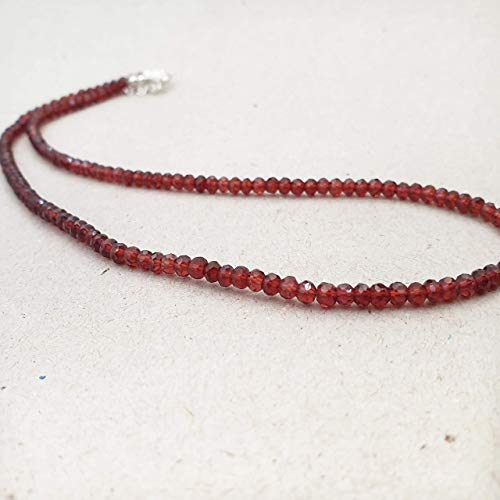 Natural Red Mozambique Garnet Necklace For Women Sterling Silver Roundel Beads January Birthstone Jewelry January Birthstone #TOP2