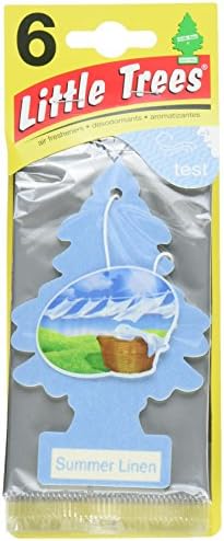 Little Trees Cardboard Hanging Car, Home & Office Air Freshener, Summer Linen (Pack of 24)