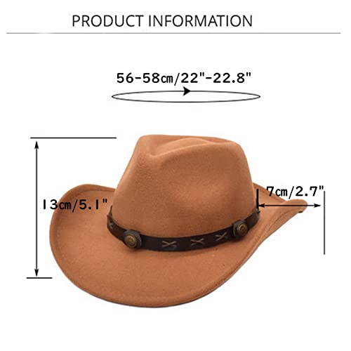 Jokejojack Western Cowboy Hat For Men Women Classic Wide Brim Fedora Outdoor Hat With Leather Band Couple Cowboy Hat Black #TOP2