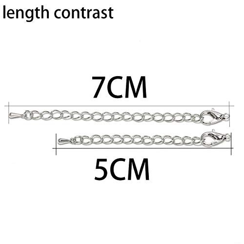 20Pcs/Lot 50Mm Rhodium Plated Necklace Extension Bracelet Extension Lobster Clasps Tail Chain Connector With Water Drop End Beads For Diy Jewelry Making Findings (Rhodium, 5Cm(2.0Inch)*20Pcs) #TOP3