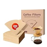 200 Count Coffee Filters #2, Disposable Cone Coffee Filters 2-4 Cup, Unbleached Natural Size 02 Paper Filters Compatible with Pour Over and Drip Coffee Maker