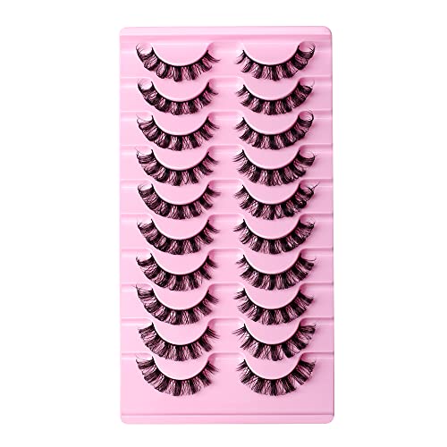 False Eyelashes Russian Strip Lashes D Curl Fake Eyelashes Faux Mink Lashes Wispy Fluffy Volume Russian Lashes