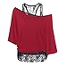 MORCHAN Les Femmes à Manches Courtes Hauts Talons imprimés Tops Plage Casual lâche Blouse Top T Shirt (L, Rouge)