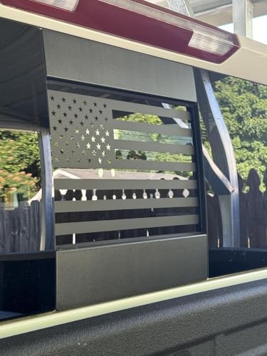 Image of for Chevy Silverado /GMC Sierra 2019-2024 Back Center Sliding Window USA Flag Vinyl Sticker (Matte Black)