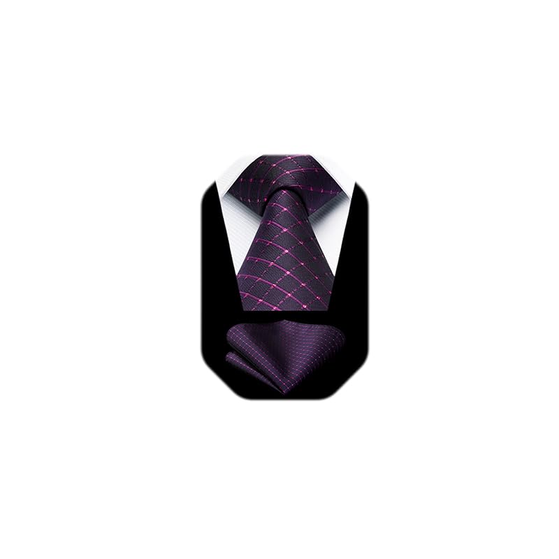 Image of HISDERN Polka Dot Ties for Men Classic Silk Ties and Pocket Square Formal Business Necktie Handkerchief Wedding Party