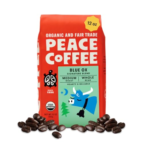 Peace Coffee Blue Ox Blend Medium Roast Whole Bean Coffee,