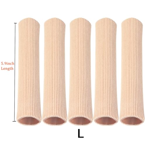 image for DYKOOK Cuttable Toe Tubes Sleeves 5 Pack Large Size, Made of Elastic F