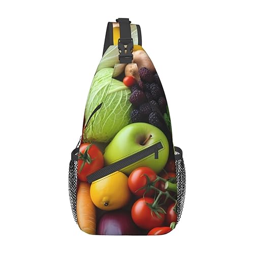 Sac à bandoulière léger pour transporter vos affaires sans effort imprimé fruits légumes noir