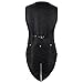 Men's Gothic Long Vest Clothing, Medieval Court Vests, Retro Tailcoat, Slim Fit Vest, Sleeveless Casual Lapel Jacket Black