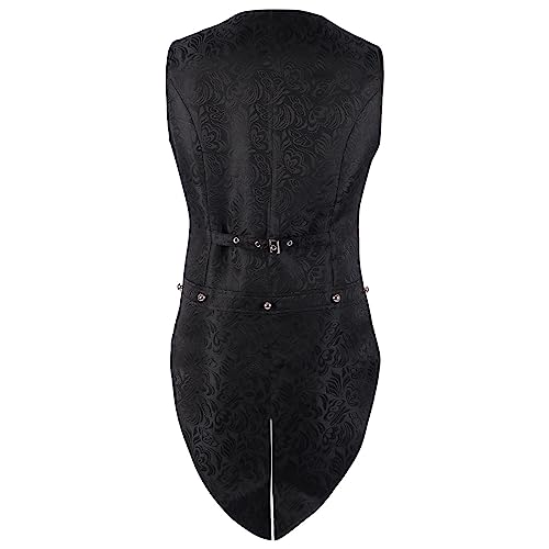 Men's Gothic Long Vest Clothing, Medieval Court Vests, Retro Tailcoat, Slim Fit Vest, Sleeveless Casual Lapel Jacket2
