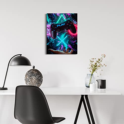 Gamer Wall Art Prints Gaming Canvas Wall Art Framed Video Game Poster Gaming Decor For Boys Room Teen Bedroom Playroom Decoration Ready To Hang- 12X16 Inch #TOP3