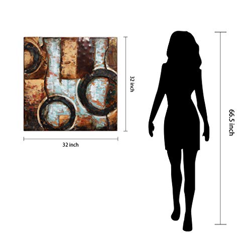 Empire Art Direct "Revolutions 1" Mixed Media Hand Painted Iron Wall Sculpture By Primo, Brown/Green/Beige #TOP7