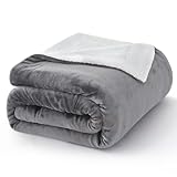 AIFY 毛布 2枚合わせ シングル ブランケット 大判 秋冬用 フランネル ボア調 もこもこ あったか 洗える マイクロファイバー 掛け毛布 厚手 静電気防止 四季適用 おしゃれ 140×200cm グレー