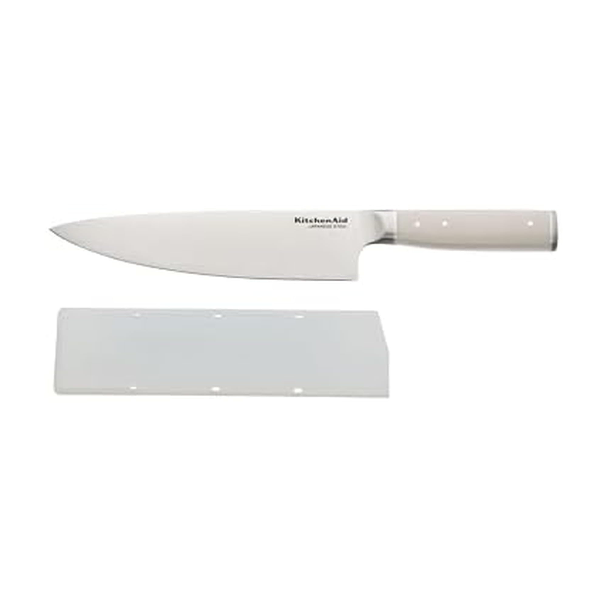 KitchenAid Coltello da chef forgiato Gourmet con coperchio della lama su misura, coltello da cucina affilato, lama in acciaio inossidabile giapponese ad alto tenore di carbonio, 20,3 cm, milkshake