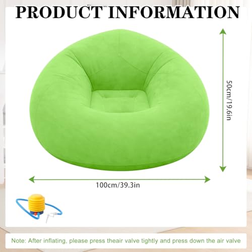 Puf hinchable verde sofá de playa y camping silla de aire con bomba para dormitorio 3
