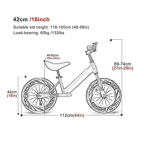 MLL Laufrad, Black/Big Boys Kid Balance Fahrrad mit 16 Zoll Luftreifen, großes Fahrrad ohne Pedal für Kinder mit Einer… – Bild 3