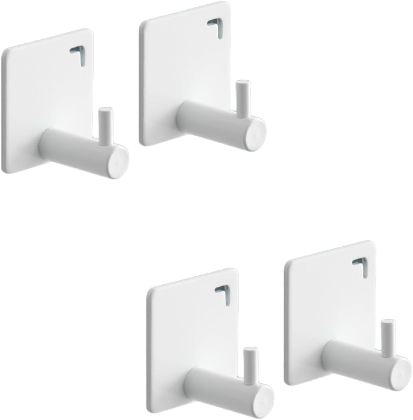 Wall Hook，Door Hook, Coat Hooks 4Pcs Square Free Punch Hanging Clothes Single Hook Wall Hanging Wall Wardrobe Hook Bathroom Kitchen Upper Wall Storage Rack White(White)
