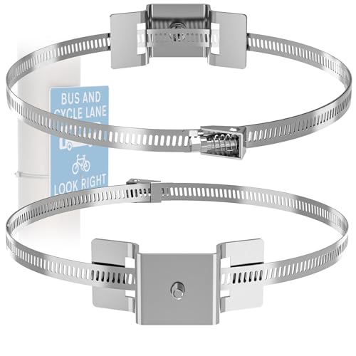 ZhouDaShu 2Pcs Sign Mounting Brackets for Larger Poles, Adjustable Street Sign Mounting Hardware...