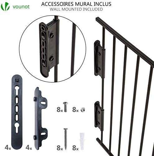 VOUNOT 5 Panel Metal Fire Guard, Hearth Gate, Dog Gate Pet Safety Barrier Indoor, Foldable Grille Extra Wide 300 cm with Mounting Kit, Black