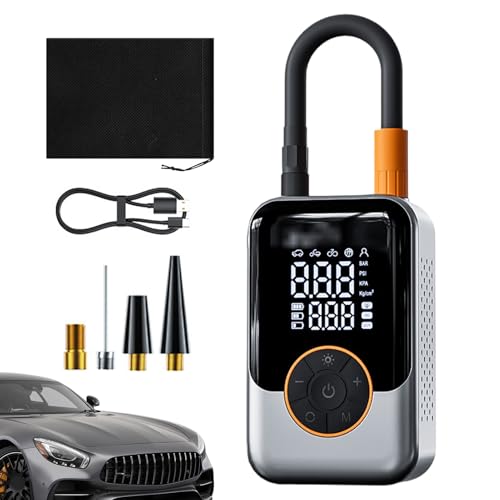 Tire Inflator, Portable Air Compressor, Digital Display Pump, Compact Handheld Design, High Pressure Power Bank Function for Car Tires, Vehicles, Men, Travel Use, 5.91 Inches