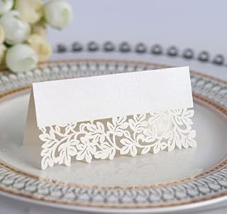 60 Pieces White Place Cards Name Table Cards Foldable Dinner Table Cards Hollow Seat Cards Greeting Cards Table Number Card Writable Printable for Wedding Easter Xmas Birthday Party Decoration