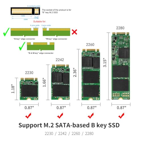 Adaptador Combo M.2 B+M-Key y mSATA a SATA 3.0 con Switch miniatura 4