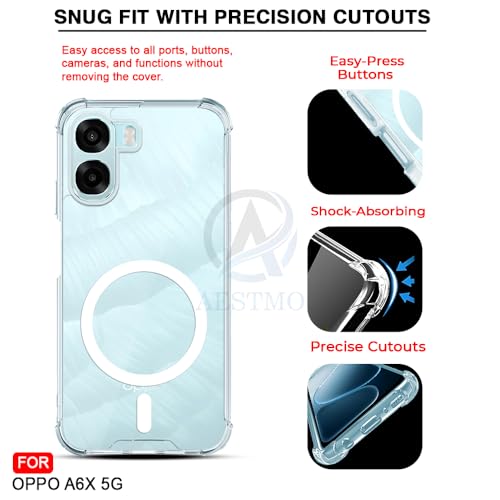 Image of AESTMO Clear Back Cover for Oppo A6S 5G / Oppo K14X 5G / Oppo A6X 5G | 360 Protection | Transparent Back Cover for Oppo A6X 5G (PC + TPU, Compatible with MagSafe Accessories, Transparent Bumper)