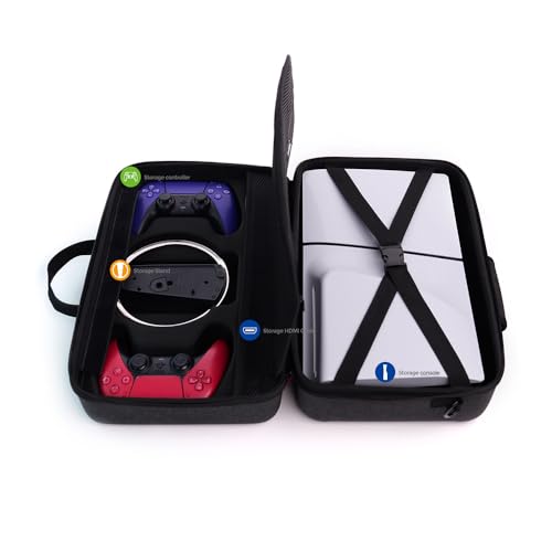 Image of New World Storage Bag for PS5 Slim , for PS5 Slim Travel Bag Carry Case ,Waterproof Shoulder Bag for PlayStation 5 Slim with Both Side Storage Compartment, PS 5 Slim Accessories