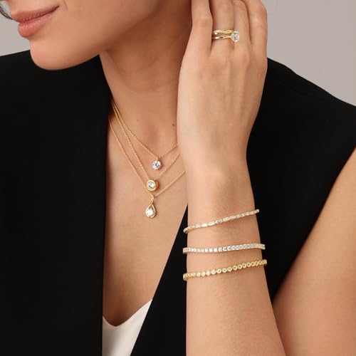 18K Gold Plated Honeycomb Tennis Bracelet | Gold Moissanite Bracelet for Women | Stacking Dainty Bracelet Size-6.5 Inch (1.26 Cttw)4