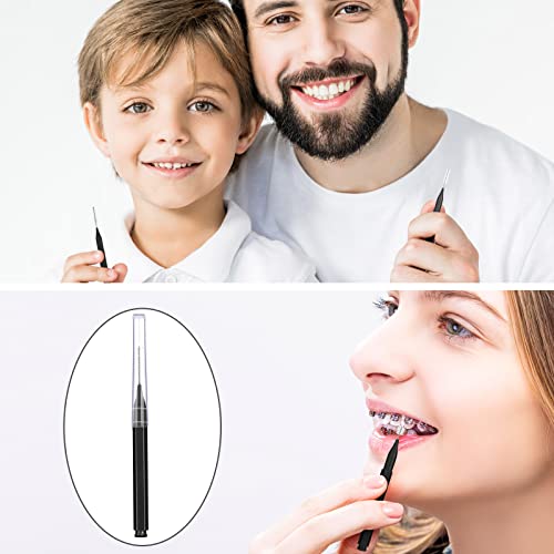 Image of Patelai 50 Pcs Interdental Brushes Braces,Black | Dental Toothpick Cleaners for Care Oral, Floss Head Picks for Teeth Gaps and Ortho, Hygiene Brush Heads, Portable Tool Kit
