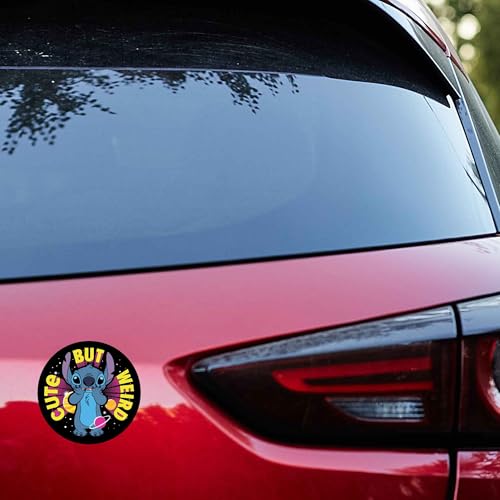 Image of Disney Lilo and Stitch Cute But Weird Adhesive Vinyl Decal - Playful Stitch Sticker for Car - Great Gift Idea