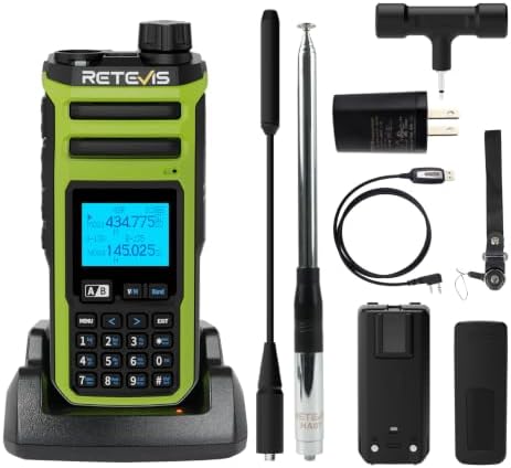 Retevis A3 Funkgerät, Quadband-Amateurfunk, AM/SSB/FM/AIR-Modi, Dual Channel, 2500 mAh, Walkie-Talkie mit Einstellbarer Leistung für Jagd, Reisen, Camping (1 Stück)