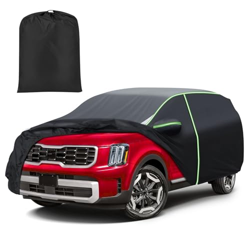Image of Mixsuper Liner Car Cover for Kia Telluride 2020-2026, 7 Layers Waterproof Car Cover Accessories for Telluride with Zipper Door, Windproof Straps, Reflective Strips, Anti-UV, All Weather