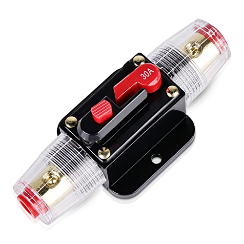 30 A Disjoncteur Porte-fusible Automatique Réinitialisation Automatique Support Fusible DC 12V-24V pour Onduleur Solaire de Voiture