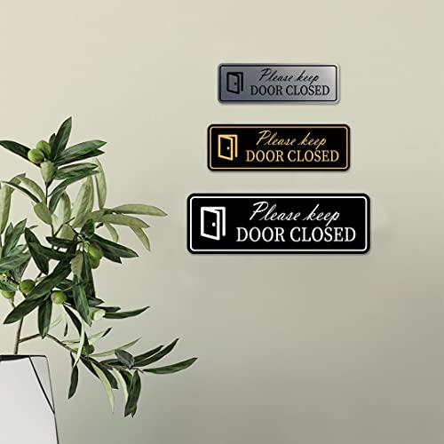 Plaque porte Please Keep Door Closed lisibilité optimale finition brossée - 3
