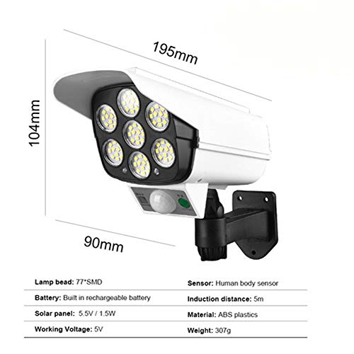 Luminaria Solar 2 Unid Camera Falsa Sensor de Proximidade 77 Leds 3 funções