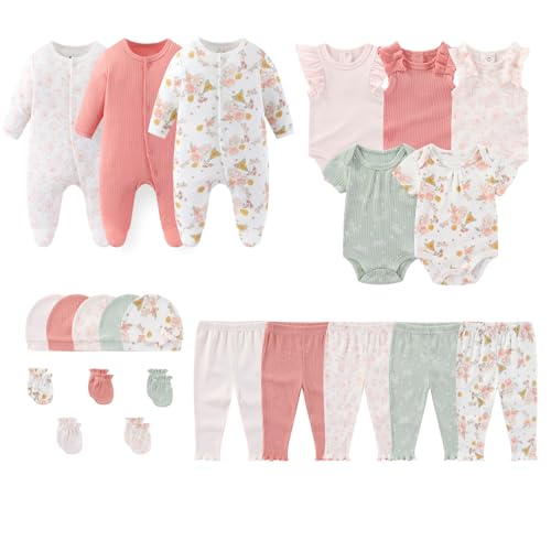 Image of MAMIMAKA Newborn Layette Gift Set 23-Piece Baby Bodysuits Infant Outfits Essentials and Accessories 0-12 Months