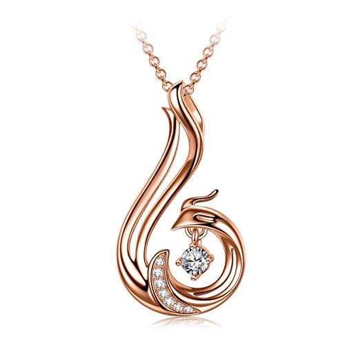 J.u00a0RENEÉ Oro Rosa Phoenix, Plata de Ley 925 Colgantes Mujer, Collares Mujer, con Cristal Swarovski, Joyas para Mujer, Regalos Mujer, Regalos Navidad
