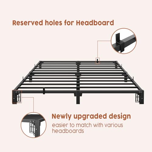 GarveeHome 6 Inch Full Bed Frame, Heavy Duty Metal Platform Bed Frame with Durable Iron Slat Support and Legs, No Box Spring Required, No Screws Needed, Support Up to 800 Lbs