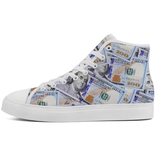 Women's Men's Money High Top Shoes Dollar High Top Canvas Sneakers