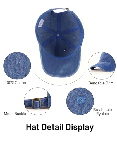 Image of XXL Baseball Cap For Big Heads, Soft Crown Washed Dad Hat, Oversized Denim Cap For Men Women Golf, Travel, Daily Wear