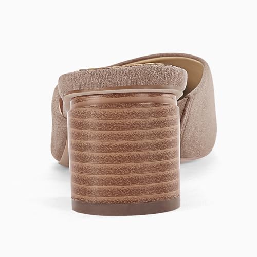 Image of Coutgo Womens Pointed Toe V Cut Mules Chunky Block Heels Slip On Clogs Fashion Office Slides Shoes