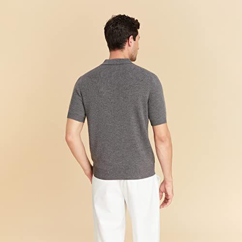 GreenMount Men's Cashmere Polo Shirt Jacquard Short Sleeve Soft Light Weight2