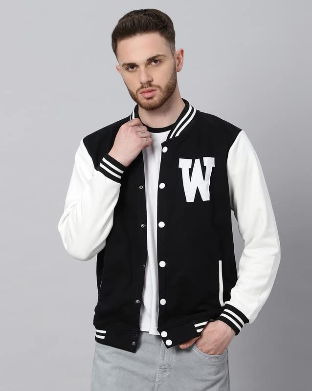 Image of BE SAVAGE Men's Cotton Blend Standard Length Varsity Jacket