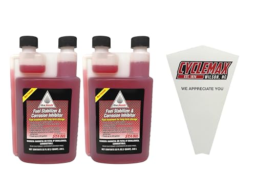 CYCLEMAX Two Pack Compatible with Honda Fuel Stabilizer & Corrosion Inhibitor 08732-3200 Contains Two 32oz Bottles and a Funnel