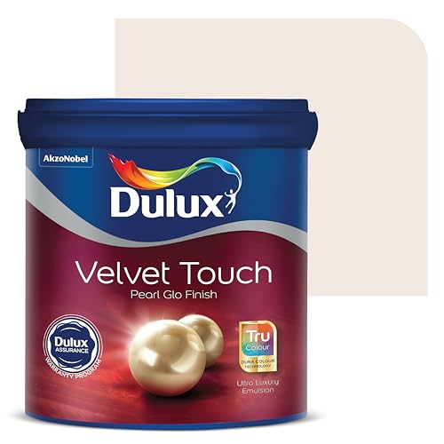 Image of Dulux Velvet Touch Pearl GLO Interior Emulsion Paint (10L, Olivia's White) - Luxurious soft-sheen wall paint, highly durable, washable, rich, intense colors, with 6-year warranty