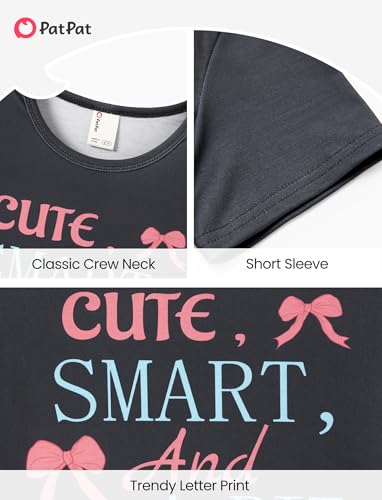 Image of PATPAT Girls Crewneck Short Sleeve Graphic Tees Animal Print Shirts Cute Summer Outfits 5-12 Years