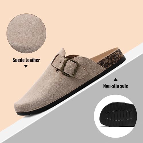 Women's Suede Clogs Mens Leather Mules Comfort Cork