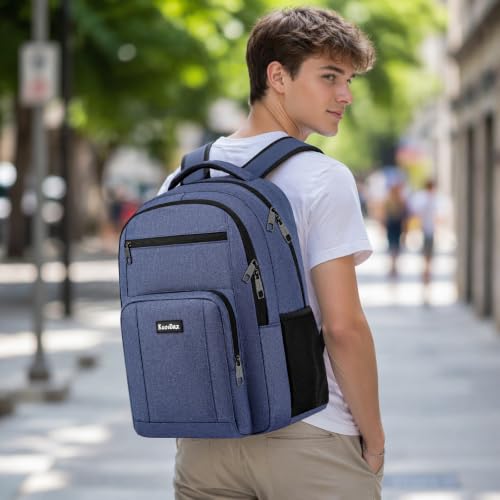 Image of Backpack for Men, School Backpacks for Teen Boys, Large Bookbag | Water Resistant College Laptop Backpack Fit 15.6 Inch Laptop, Blue